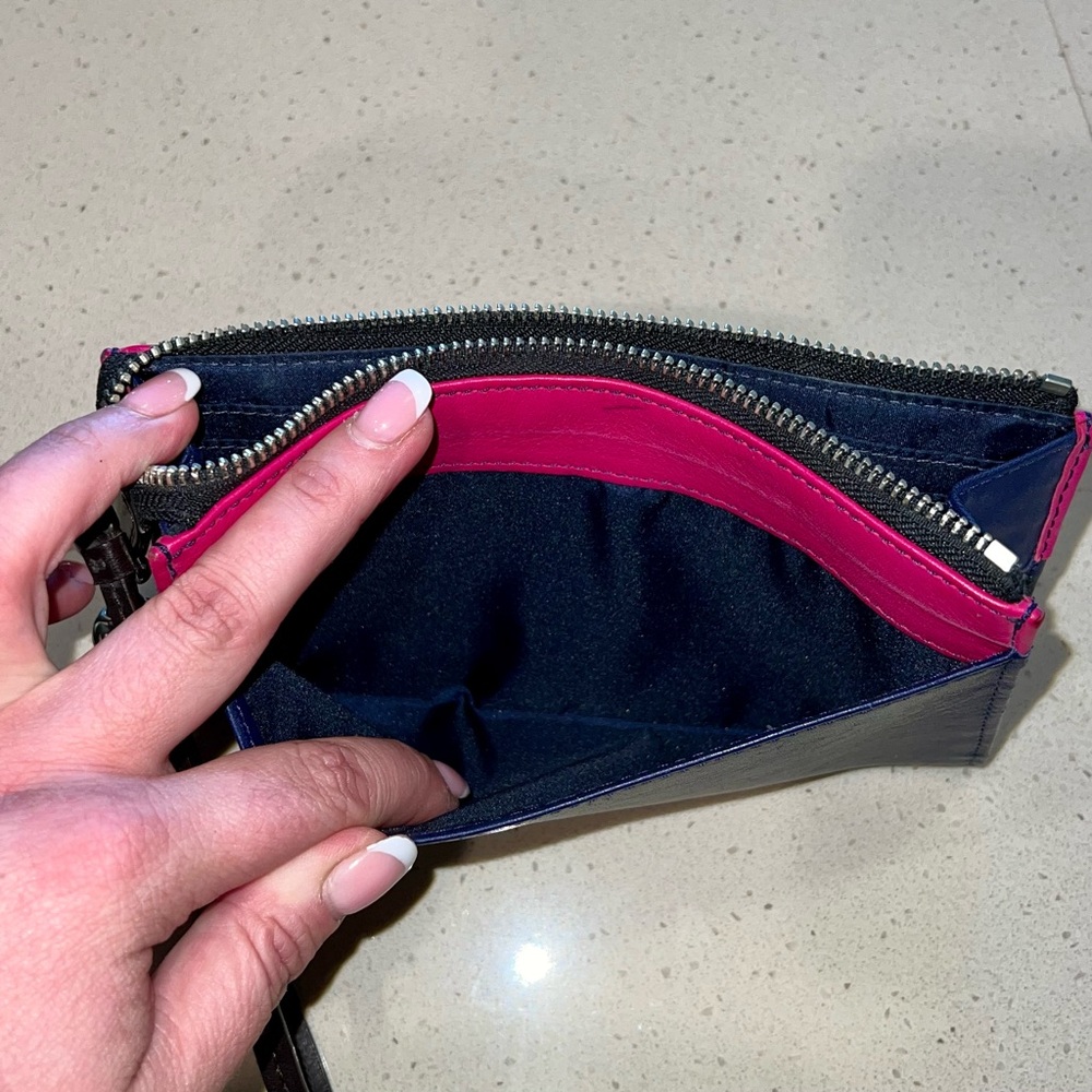 Coach Fuchsia and Navy Zip Pouch - Picture 7 of 11